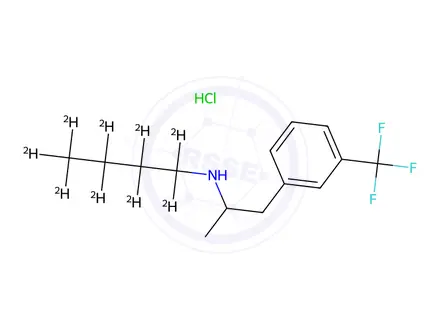 Chemical structure of N-(1-(3-(Trifluoromethyl)phenyl)propan-2-yl)butan-d9-1-amine Hydrochloride