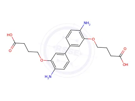 Chemical structure of 4,4'-((4,4'-Diamino-[1,1'-biphenyl]-3,3'-diyl)bis(oxy))dibutyric acid