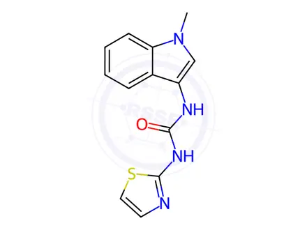 Chemical structure of 1-(1-Methyl-1H-indol-3-yl)-3-(thiazol-2-yl)urea