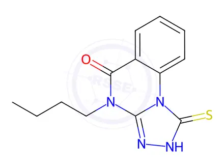 Chemical structure of 4-Butyl-1-sulfanyl-4H,5H-[1,2,4]triazolo[4,3-a]quinazolin-5-one