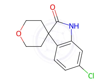 Chemical structure of Spiro[3H-indole-3,4'-[4H]pyran]-2(1H)-one, 6-chloro-2',3',5',6'-tetrahydro-