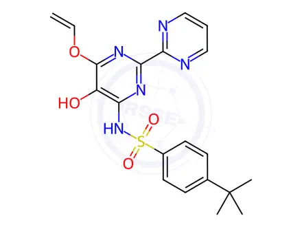 Chemical structure of Benzenesulfonamide, 4-(1,1-dimethylethyl)-N-[6-(ethenyloxy)-5-hydroxy[2,2′-bipyrimidin]-4-yl]-