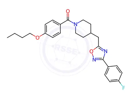 Chemical structure of 1-(4-butoxybenzoyl)-4-{[3-(4-fluorophenyl)-1,2,4-oxadiazol-5-yl]methyl}piperidine