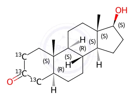 Chemical structure of Dihydrotestosterone-[13C3]