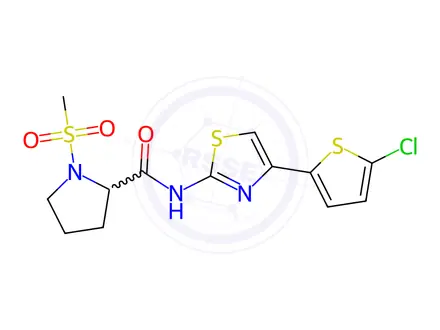 Chemical structure of N-(4-(5-Chlorothiophen-2-yl)thiazol-2-yl)-1-(methylsulfonyl)pyrrolidine-2-carboxamide