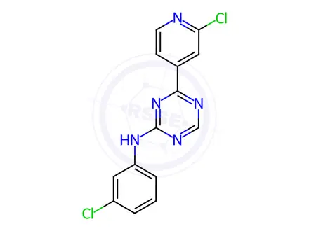 Chemical structure of N-(3-chlorophenyl)-4-(2-chloropyridin-4-yl)-1,3,5-triazin-2-amine
