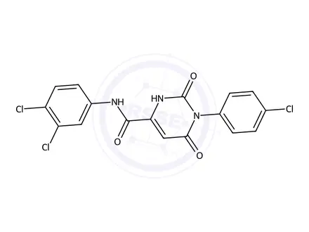 Chemical structure of 1-(4-Chlorophenyl)-N-(3,4-dichlorophenyl)-2,6-dioxo-1,2,3,6-tetrahydropyrimidine-4-carboxamide