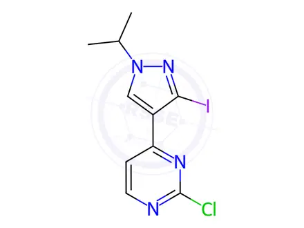 Chemical structure of 2-Chloro-4-(3-iodo-1-isopropyl-1H-pyrazol-4-yl)pyrimidine