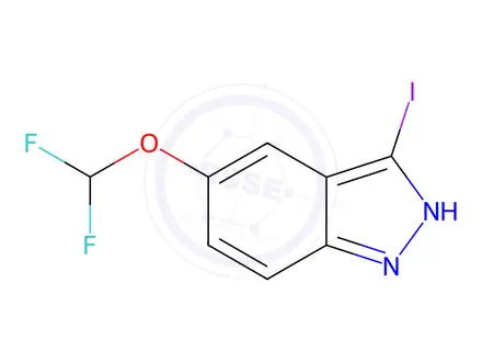 Chemical structure of 5-(Difluoromethoxy)-3-iodo-1H-indazole