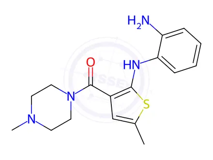 Chemical structure of 1-[[2-[(2-Aminophenyl)amino]-5-methyl-3-thienyl]carbonyl]-4-methyl-piperazine