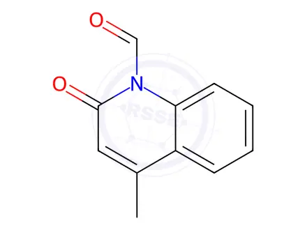 Chemical structure of 1(2H)-Quinolinecarboxaldehyde,4-methyl-2-oxo-(8CI)
