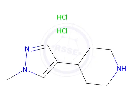 Chemical structure of 4-(1-methyl-1h-pyrazol-4-yl)piperidine dihydrochloride