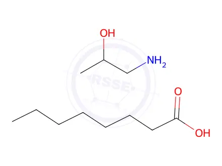 Chemical structure of octanoic acid, compound with 1-aminopropan-2-ol (1:1)