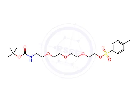 Chemical structure of 5,8,11-Trioxa-2-azatridecanoic acid, 13-[[(4-methylphenyl)sulfonyl]oxy]-, 1,1-dimethylethyl ester