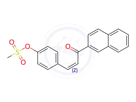 Chemical structure of 4-[(1Z)-3-(Naphthalen-2-yl)-3-oxoprop-1-en-1-yl]phenyl methanesulfonate