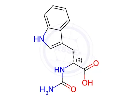Chemical structure of (R)-3-(1H-indol-3-yl)-2-ureidopropionic acid