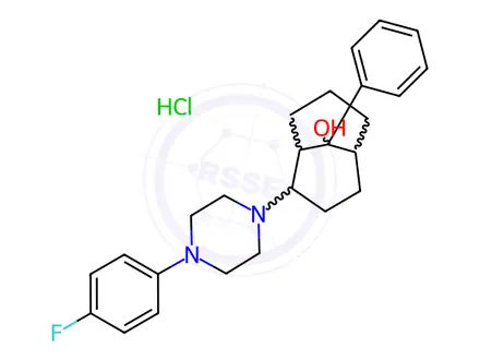 Chemical structure of Bicyclo(3.3.1)nonan-9-ol, 2-(4-(4-fluorophenyl)-1-piperazinyl)-9-pheny l-, monohydrochloride