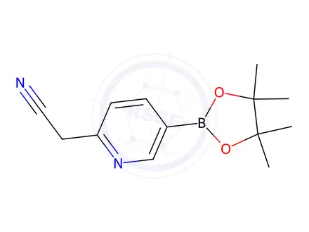 Chemical structure of 2-(5-(4,4,5,5-Tetramethyl-1,3,2-dioxaborolan-2-yl)pyridin-2-yl)acetonitrile