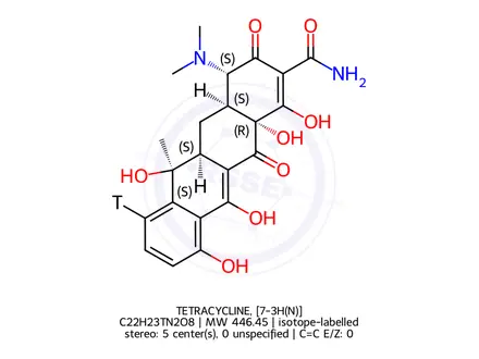 Chemical structure of TETRACYCLINE, [7-3H(N)]