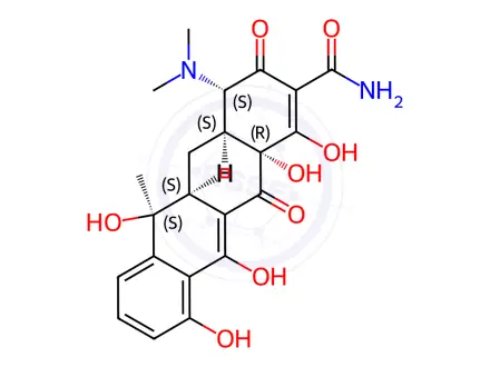 Chemical structure of Benzenesulfonic acid, 4-hydroxy-3-methoxy-, compd. with 4-(dimethylamino)-1,4,4a,5,5a,6,11,12a-octahydro-3,6,10,12,12a-pentahydroxy-6-methyl-1,11-dioxo-2-naphthacenecarboxamide (1:1), [4S-(4alpha,4aalpha,5aalpha,6beta,12aalpha)]-