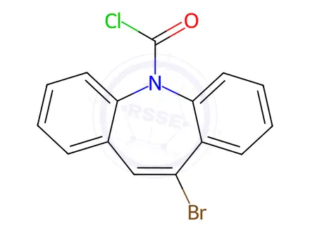 Chemical structure of 10-Bromo-5H-dibenzo[b,f]azepine-5-carbonyl Chloride