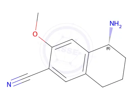 Chemical structure of (R)-5-Amino-3-methoxy-5,6,7,8-tetrahydronaphthalene-2-carbonitrile