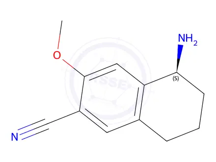 Chemical structure of (S)-5-Amino-3-methoxy-5,6,7,8-tetrahydronaphthalene-2-carbonitrile