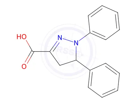 Chemical structure of 1,5-diphenyl-4,5-dihydro-1H-pyrazole-3-carboxylic acid