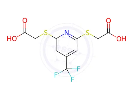 Chemical structure of 2-({6-[(carboxymethyl)sulfanyl]-4-(trifluoromethyl)pyridin-2-yl}sulfanyl)acetic acid