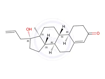 Chemical structure of (8R,9S,10R,13S,14S,17R)-17-allyl-17-hydroxy-13-methyl-1,2,6,7,8,9,10,11,12,13,14,15,16,17-tetradecahydro-3H-cyclopenta[a]phenanthren-3-one