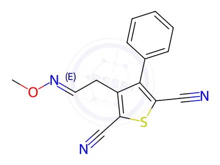 Chemical structure of 3-[2-(METHOXYIMINO)ETHYL]-4-PHENYL-2,5-THIOPHENEDICARBONITRILE