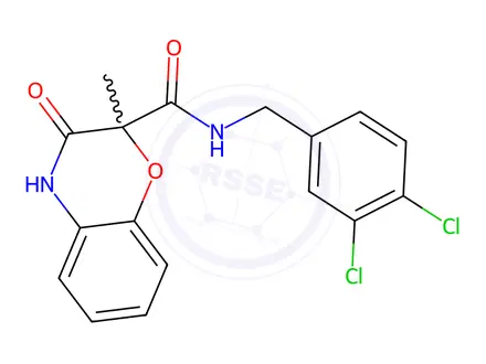 Chemical structure of N-[(3,4-Dichlorophenyl)methyl]-2-methyl-3-oxo-3,4-dihydro-2H-1,4-benzoxazine-2-carboxamide