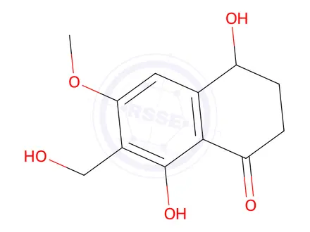 Chemical structure of 4,8-Dihydroxy-7-(hydroxymethyl)-6-methoxy-3,4-dihydronaphthalen-1(2H)-one