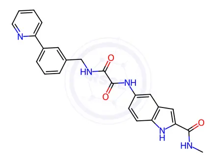 Chemical structure of N-[2-(methylcarbamoyl)-1H-indol-5-yl]-N'-{[3-(pyri din-2-yl)phenyl]methyl}ethanediamide