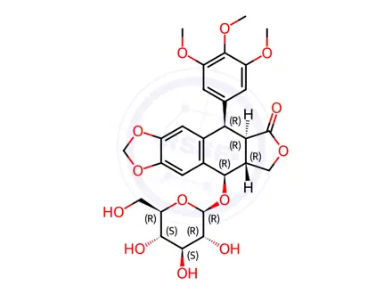 Chemical structure of Podophyllotoxin-4-O-glucoside