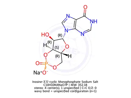 Chemical structure of Inosine-3',5'-cyclic Monophosphate Sodium Salt