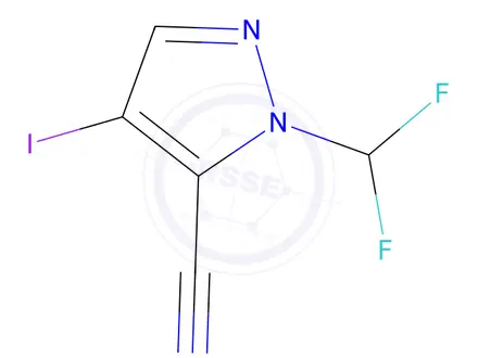 Chemical structure of 1-(Difluoromethyl)-4-iodo-1H-pyrazole-5-carbonitrile