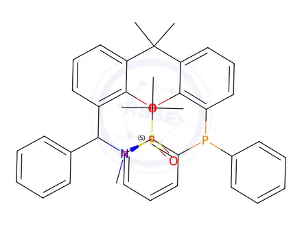 Chemical structure of [S(R)]-N-[(S)-[5-(Diphenylphosphino)-9,9-dimethyl-9H-xanthen-4-yl]phenylmethyl]-N,2-dimethyl-2-propanesulfinamide