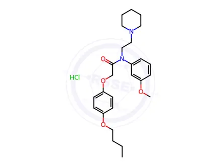 Chemical structure of Acetamide, N-(m-anisyl)-2-(p-butoxyphenoxy)-N-(2-piperidinoethyl)-, hydrochloride