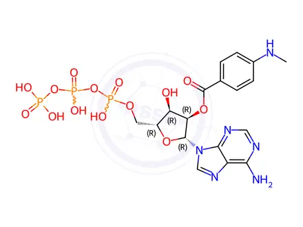 Chemical structure of 2'/3'-(N-Methylanthraniloyl)-adenosine-5'-triphosphate triethylammonium salt