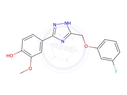 Chemical structure of 4-(3-((3-Fluorophenoxy)methyl)-1H-1,2,4-triazol-5-yl)-2-methoxyphenol