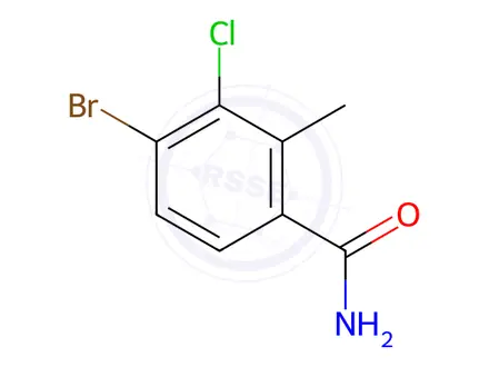 Chemical structure of Benzamide, 4-bromo-3-chloro-2-methyl-