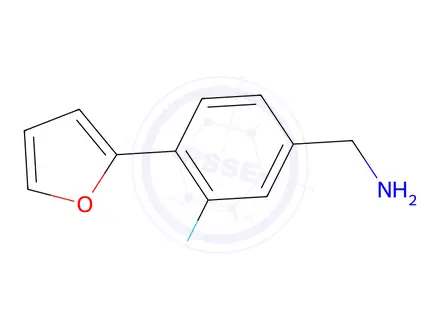 Chemical structure of Benzenemethanamine, 3-fluoro-4-(2-furanyl)-