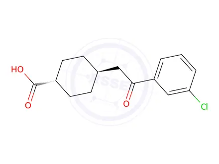 Chemical structure of trans-4-(2-(3-Chlorophenyl)-2-oxoethyl)cyclohexanecarboxylic acid