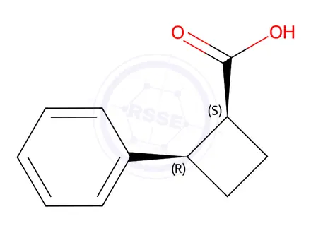 Chemical structure of (1S,2R)-2-phenylcyclobutane-1-carboxylic acid