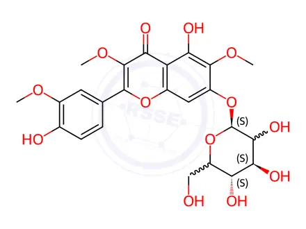 Chemical structure of 2-(3-Methoxy-4-hydroxyphenyl)-3,6-dimethoxy-4-oxo-5-hydroxy-4H-1-benzopyran-7-yl β-D-glucopyranoside