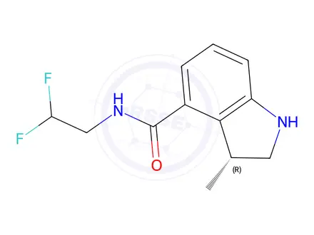 Chemical structure of (R)-N-(2,2-difluoroethyl)-3-methylindoline-4-carboxamide