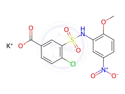 Chemical structure of Potassium 4-chloro-3-[(2-methoxy-5-nitrophenyl)sulfamoyl]benzoate