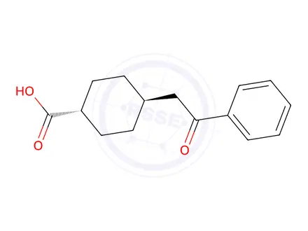 Chemical structure of trans-4-(2-Oxo-2-phenylethyl)cyclohexane-1-carboxylic acid