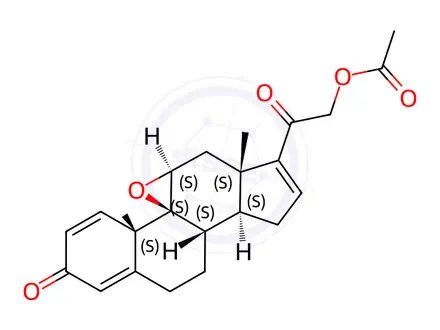 Chemical structure of (9b,11b)-21-(Acetyloxy)-9,11-epoxypregna-1,4,16-triene-3,20-dione